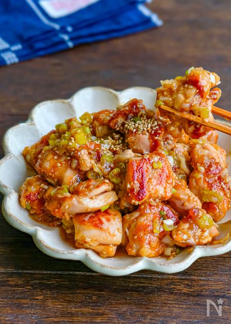 鶏肉の甘酢ねぎ炒め(調味料2つだけ！ぽん酢で簡単！)