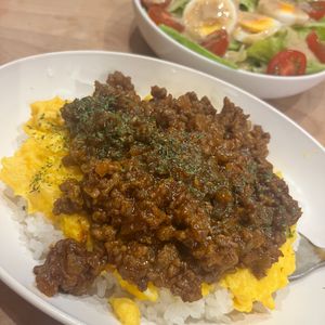 るちゃん♡の作ってみた!投稿(【チーたまカレーそぼろご飯】包丁不要♡５分で絶品♬ランチにも)