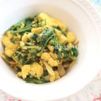 炒り卵みたいな…せりとエリンギの炒り豆腐