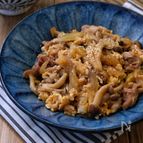 レンジで簡単ひとりご飯＊豚肉としめじの卵炒め＊