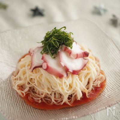 梅たこそうめん　トマトジュースで万能作り置きだれ
