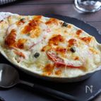 ホワイトソースのコツあり【トマトとスモークサーモンのドリア】