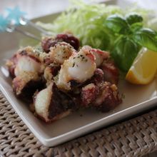 タコのから揚げ、バジル風味