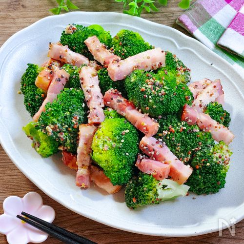 ♡ブロッコリーとベーコンの粒マスマヨ醤油炒め♡