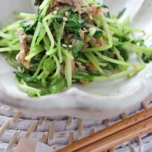 豆苗とツナの和え物、ゆず胡椒風味