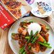 【アスパラとじゃがいものミートソース】パスタソースで簡単調理