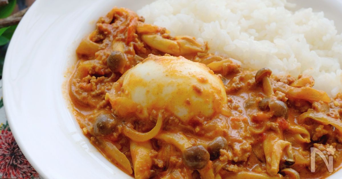 ルー不要！簡単！＊ひき肉とゆで卵のトマトクリームカレー＊