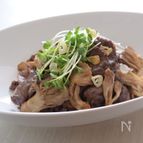 「牛肉と舞茸の焦がしバター醤油炒め」