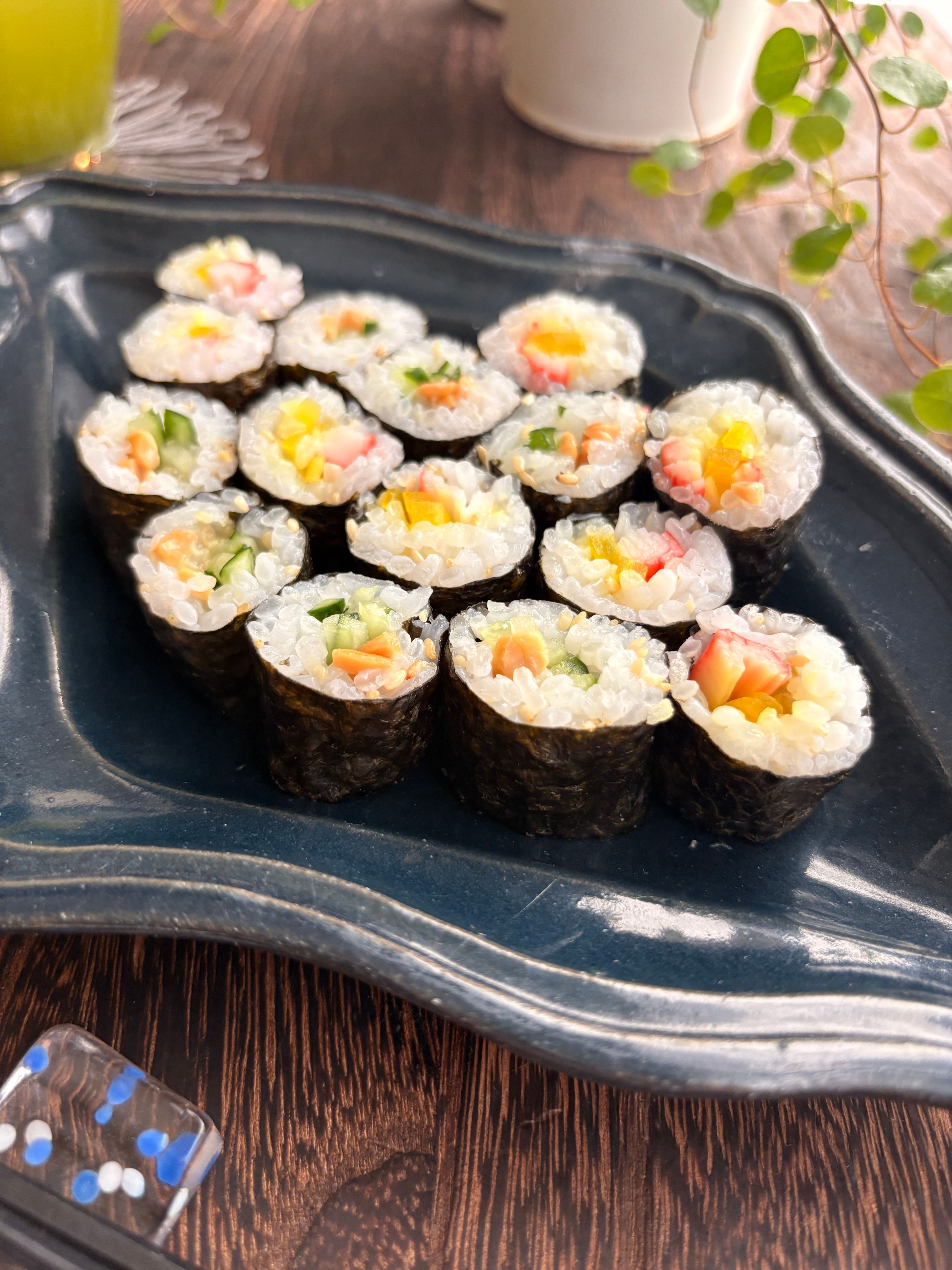 細巻き2種♪大人のわさびカッパ納豆巻き＆たくあんカニカマ巻き