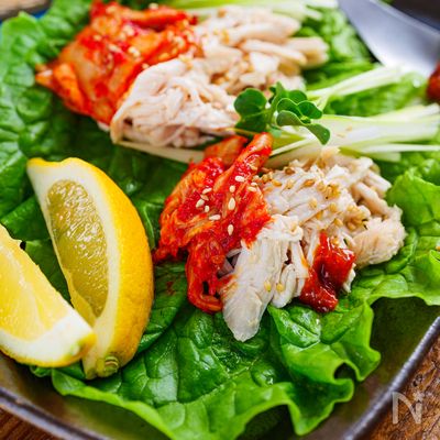 【鶏むねでヘルシー】レンチン蒸し鶏の韓国風サムギョプサル!