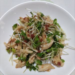 KUMIKOの作ってみた!投稿(鶏ささみとかいわれ大根の梅肉サラダ)