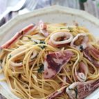 生姜と大葉たっぷり♡スルメイカの和風パスタ