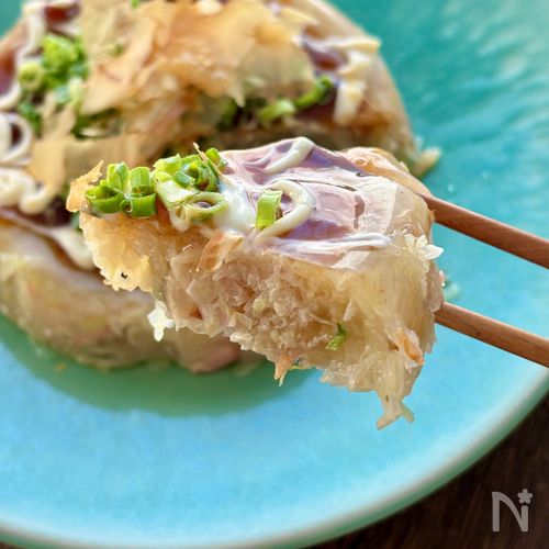 【むっちり食感♪】キャベツとベーコンの寒天お好み焼き風