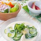 火を使わず3分で完成！驚く旨さ♡豆乳豆腐の冷や汁風冷製スープ