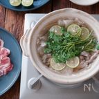 豚とクレソンのスダチ鍋。