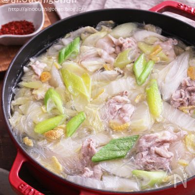 味付け3つ！豚こまでさっと作れる＊春雨入り柚子塩鍋♡