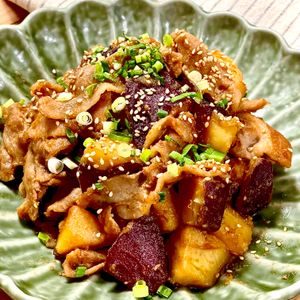 michuの作ってみた!投稿(さつまいもと豚バラの甘辛照り煮【#作り置き#時短#レンジ】)