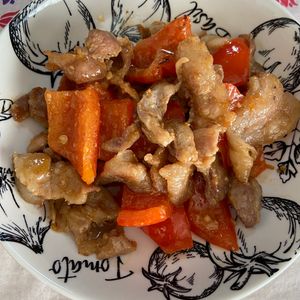 万福の作ってみた!投稿(【ほんのりピリ辛】豚肉とパプリカのご飯がっつりホイコーロー風)