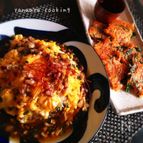 タコが散りばめられた天津飯とカリカリもっちりキムチヂミ♬