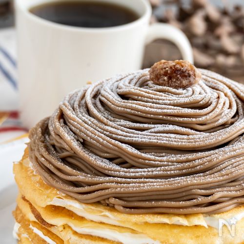 【モンブランミルクレープ】甘栗で簡単にできる！特別な日にも！