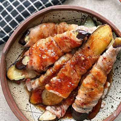 【長なすの甘辛肉巻き】ご飯が進む甘辛♪