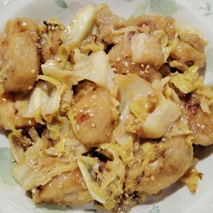 855343の作ってみた!投稿(ワンパン10分！【鶏もも肉とキャベツの味噌炒め】ご飯すすむ♩)