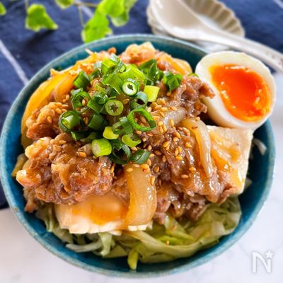 レンジで簡単・あっという間♪
豆腐でかさ増しヘルシー豚丼