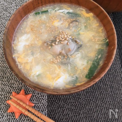 【超簡単】牡蠣とニラのあったかとろ玉スープ