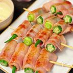 【オクラのベーコン巻き串焼き】カンタン居酒屋風おつまみ♪