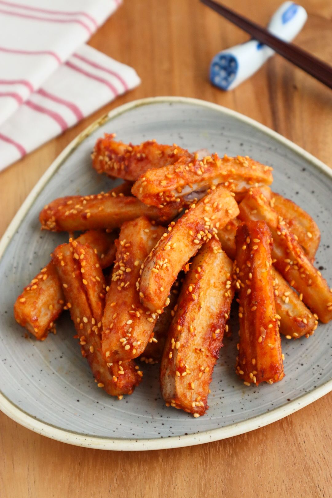 旨辛♡ヤンニョム風スティックれんこん | レシピサイトNadia