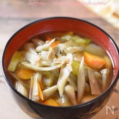 『ささがきゴボウとツナの旨味汁』ほっこり温まる美味しさ♡