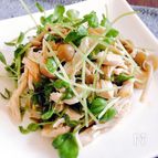 すぐ出来‼️レン・チン＊豆苗としめじとささみのポン酢あえ
