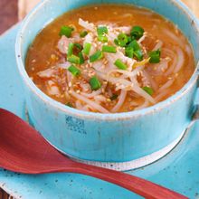 煮るだけ5分♪『豚肉ともやしのコクうま♡韓国風とろみスープ』