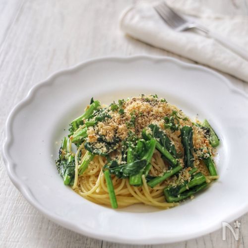 菜の花とカリカリパン粉の香ばしパスタ