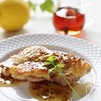 鶏もも肉のパリパリ焼き、メープルレモンソース