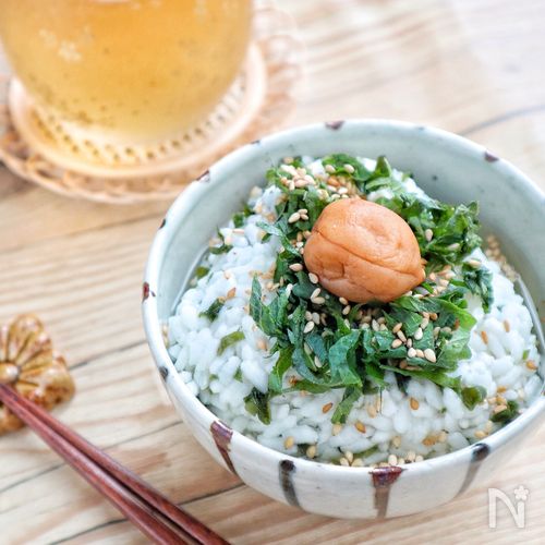ひんやり『梅しそわかめの冷やし茶漬け』