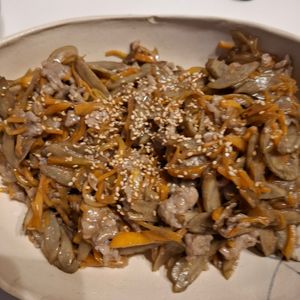 45hihi☆の作ってみた!投稿(ワンパン10分！【豚こま肉とごぼうのきんぴら風甘辛炒め】)