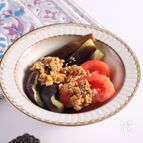 レンジ蒸し茄子とトマトの香味だれ
