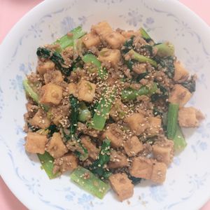 milkの作ってみた!投稿(厚揚げと小松菜のごま味噌マーボー【#作り置き #お子様OK】)