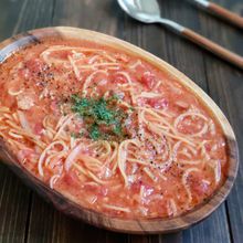 レンジで簡単♪絶品！トマトスープパスタ