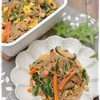 野菜ときのこと糸こんにゃくの炒め物チャプチェ風