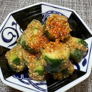 楽ラク手抜キッチン🐶🐾の作ってみた!投稿(【ひと口きゅうりのごま酢和え】和えるだけ♪箸休めにぴったり！)