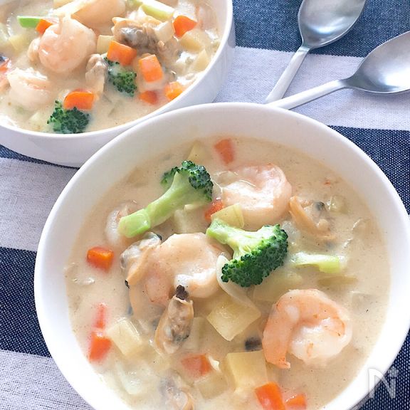 バター生クリーム不使用♡ヘルシークラムチャウダー