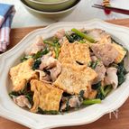 豚肉と厚揚げと春菊の生姜味噌炒め＼ごはんに合う♪／