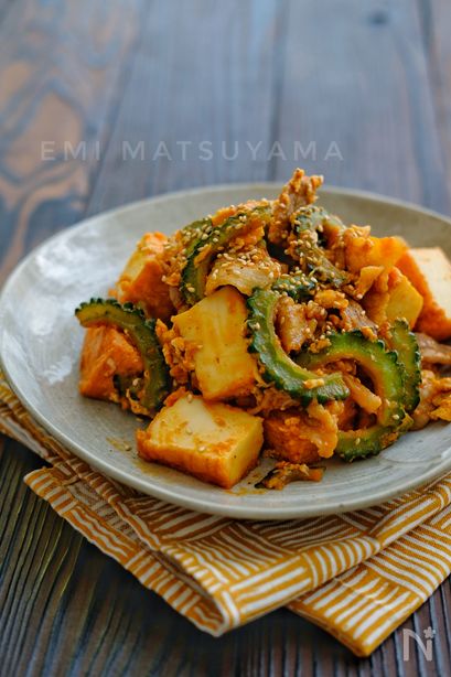 調味料一律大さじ1＊絹厚揚げでピリ辛ゴーヤチャンプルー＊
