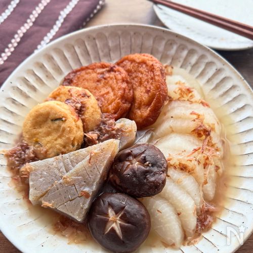 【電子レンジで作るおでん風煮物】だしのうま味が広がる!