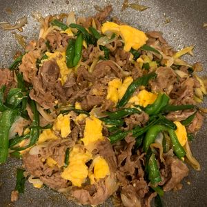 じんじゃーの作ってみた!投稿(ピリ辛でご飯もビールも進む♡牛ネギニラ玉)