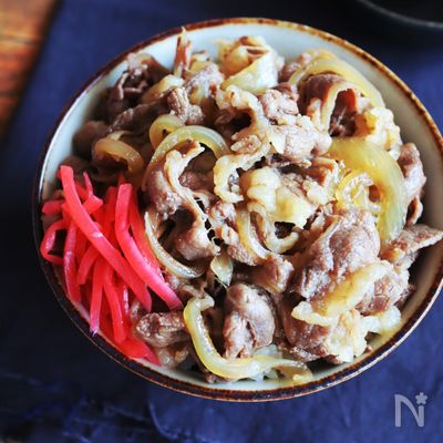 【かきこんで食べたい☆わが家のつゆだく牛丼】味染みしみ!