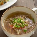 包丁不要！もやしとカニカマの中華スープ