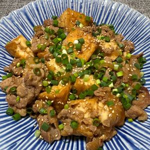 楽ラク手抜キッチン🐶🐾の作ってみた!投稿(【照り焼き肉豆腐】肉と豆腐でガッツリご飯泥棒)